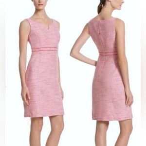 white house black market Pink Tweed Fringed Trim Sheath  Dress Sz 00